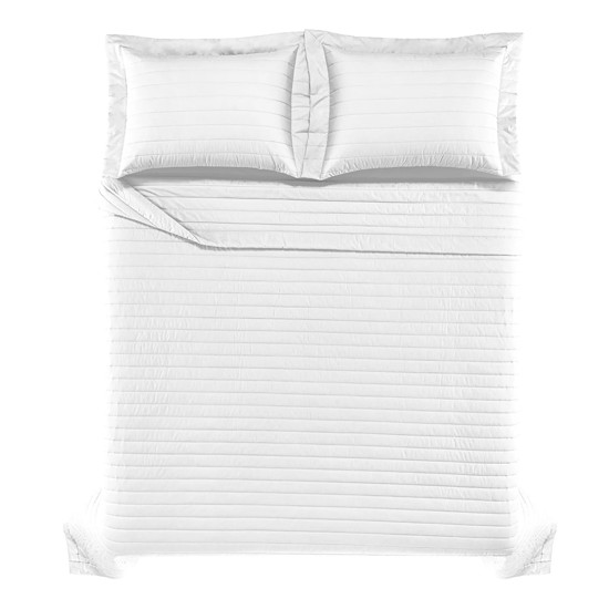 Imagem JOGO DE COLCHA E PORTA TRAVESSEIROS KING MONTELEONE EM ALGODÃO BRANCO - TRUSSARDI