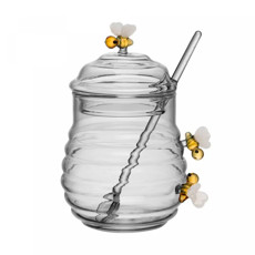 Imagem de AÇUCAREIRO COM COLHER E TAMPA LOVELY BEE EM VIDRO BOROSSILICATO 470ML - LYOR - Coliseu Presentes Ltda