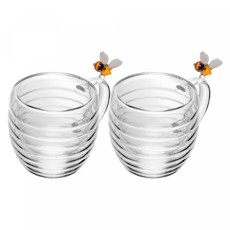 Imagem de CONJUNTO 2 XÍCARAS PARA CAFÉ LOVELY BEE EM VIDRO BOROSSILICATO PAREDE DUPLA 80ML LYOR - Coliseu Presentes Ltda