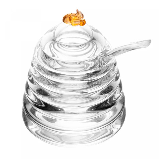 Imagem AÇUCAREIRO LITTLE BEE EM CRISTAL COM COLHER E TAMPA 10X9X9 CM - LYOR