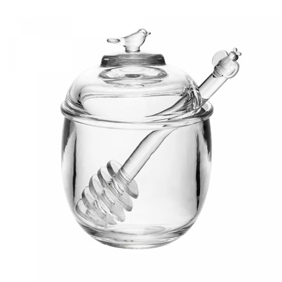 Imagem MELEIRA COM PEGADOR E TAMPA BIRD EM CRISTAL ECOLÓGICO 150 ML 12X8 CM - WOLFF