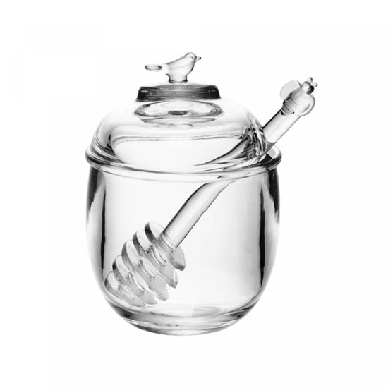 Imagem MELEIRA COM PEGADOR E TAMPA BIRD EM CRISTAL ECOLÓGICO 150 ML 12X8 CM - WOLFF