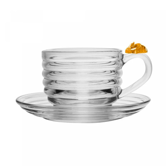Imagem XÍCARA PARA CHÁ COM PIRES LITTLE BEE 200ML EM CRISTAL 8X13X13 CM - LYOR