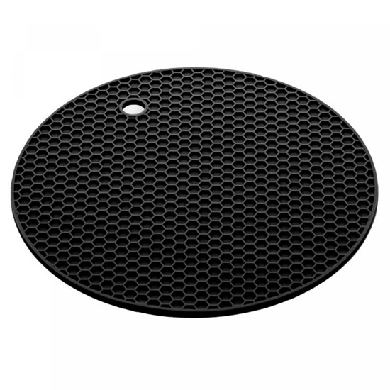 Imagem DESCANSO REDONDO EM SILICONE PRETO PARA PANELAS 18 CM - LYOR