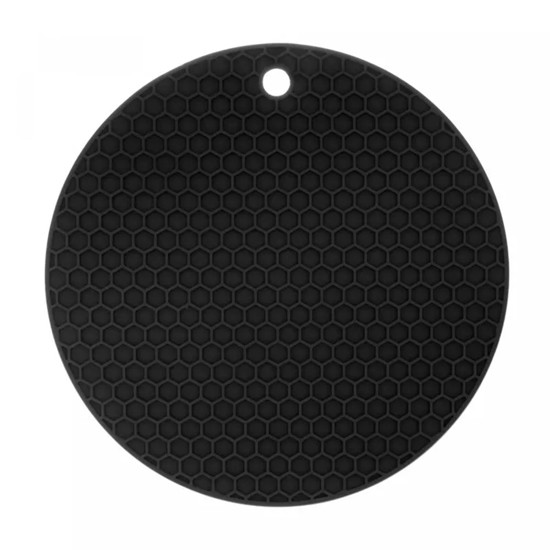 Imagem DESCANSO REDONDO EM SILICONE PRETO PARA PANELAS 18 CM - LYOR