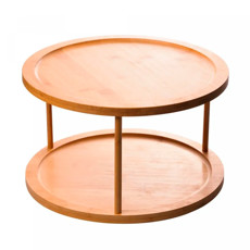 Imagem de ORGANIZADOR GIRATÓRIO DE 2 ANDARES EM BAMBÚ 30X30X18 CM - LYOR - Coliseu Presentes Ltda