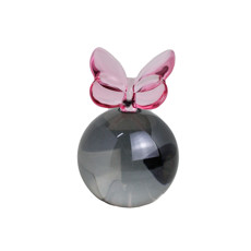 Imagem de ADORNO DECOR EM VIDRO TRANSPARENTE COM BORBOLETA ROSA NO TOPO 15X12 CM GRILLO 58699 - Grillo Ltda