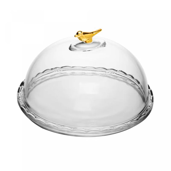 Imagem QUEIJEIRA GOLDEN BIRD EM CRISTAL ECOLÓGICO COM TAMPA 12X19X19 CM - WOLFF