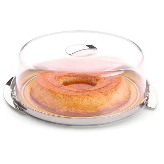 Imagem PRATO PARA BOLO TERRAZAS EM AÇO INOX COM CÚPULA 13X32X32 CM - FORMA UTILIDADES