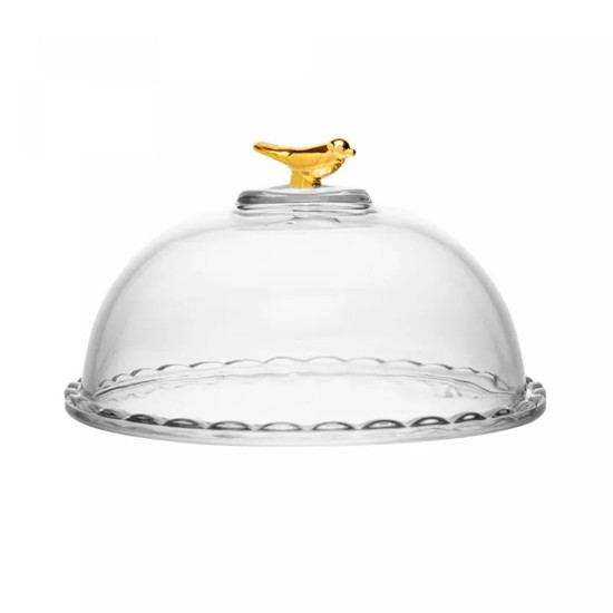 Imagem QUEIJEIRA GOLDEN BIRD EM CRISTAL ECOLÓGICO COM TAMPA 12X19X19 CM - WOLFF