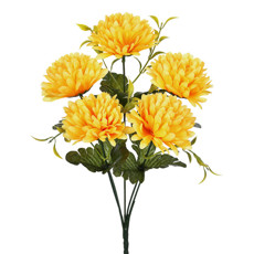 Imagem de BUQUÊ DECORATIVO DE CRISÂNTEMO AMARELO EM PLÁSTICO MOLDÁVEL 35X11 CM - GRILLO - Grillo Ltda