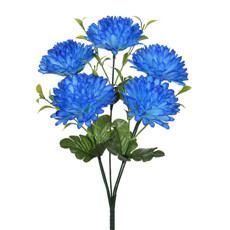 Imagem de BUQUÊ DECORATIVO DE CRISÂNTEMO AZUL EM PLÁSTICO MOLDÁVEL 35X11 CM - GRILLO - Grillo Ltda