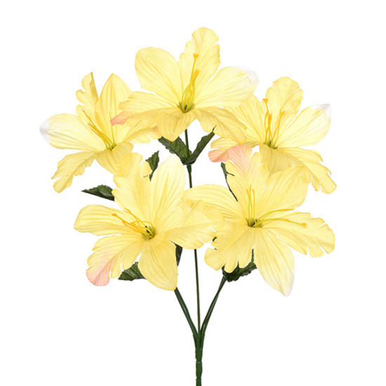 Imagem BUQUÊ DECORATIVO DE LÍRIOS AMARELOS EM PLÁSTICO MOLDÁVEL 36X15 CM - GRILLO