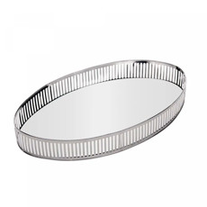 Imagem de BANDEJA BERLYN EM METAL PRATEADA COM ESPELHO 26X12X5 CM - LYOR - Coliseu Presentes Ltda