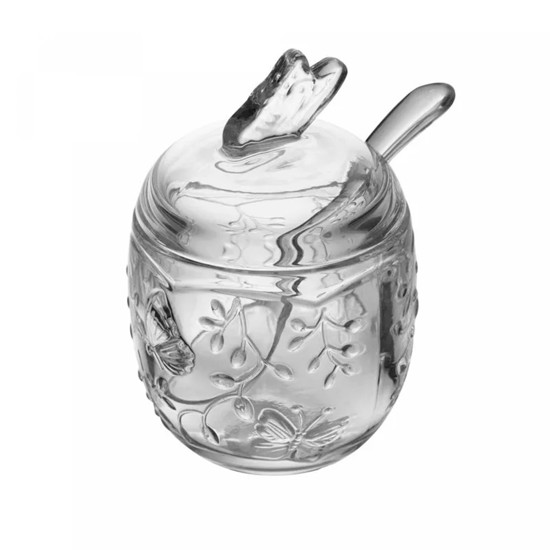 Imagem AÇUCAREIRO COM COLHER 220ML NEW BUTTERFLY EM CRISTAL ECOLÓGICO 11X10X10 CM - LYOR