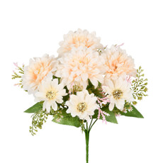 Imagem de BUQUÊ MISTO DECORATIVO DE DÁLIA E MARGARIDA SALMÃO EM PLÁSTICO MOLDÁVEL - GRILLO - Grillo Ltda