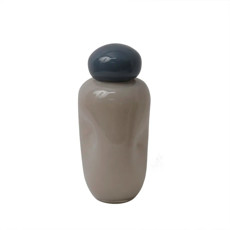 Imagem de VASO COM TAMPA DECORATICO DE VIDRO CINZA CLARO 34X15X15 CM - CROSS - Cross Comercial Ltda