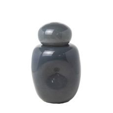 Imagem de VASO COM TAMPA DECORATICO DE VIDRO CINZA ESCURO 27X16X16 CM - CROSS - Cross Comercial Ltda