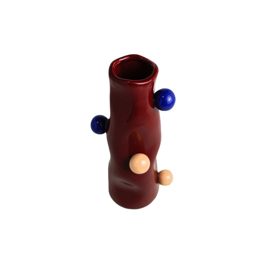 Imagem VASO ALONGADO DECORATIVO EM CERÂMICA VERMELHA 23X8 CM - MABRUK