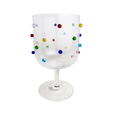 Imagem de CONJUNTO DE 6 TAÇAS EM VIDRO TRANSPARENTE COM PONTINHOS COLORIDOS - CROSS - Cross Comercial Ltda