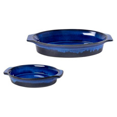 Imagem de CONJUNTO 2 TRAVESSAS OVAL EM CERÂMICA AZUL ESCURO 40X23X7CM / 28X18X5CM - Cross Comercial Ltda