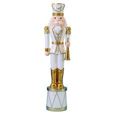 Imagem de SOLDADO QUEBRA NOZES CLASSIC NO TAMBOR DECORATIVO EM RESINA BRANCO E DOURADO - CROSS - Cross Comercial Ltda
