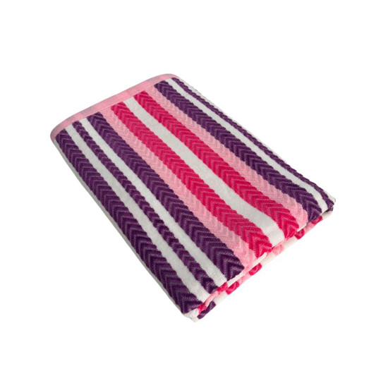 Imagem TOALHA DE PRAIA LISTRADA RIMINI EM ALGODÃO ROSA 150X75 CM - CORTTEX