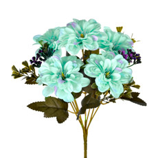 Imagem de BUQUÊ DECORATIVO DE DÁLIA AZUL EM PLÁSTICO MOLDÁVEL 30X14 CM - GRILLO - Grillo Ltda
