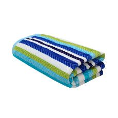 Imagem de TOALHA DE PRAIA JACQUARD RIMINI CORTTEX AZUL LISTRADA EM ALGODÃO 150X75 CM - CORTTEX - Fatex Indl Coml Imo E Exp Ltda