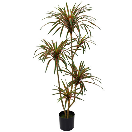 Imagem PLANTA DECORATIVA DRACENA COM FOLHAS BURGUNDY TOQUE REAL EM PLÁSTICO 135X50 CM - GRILLO