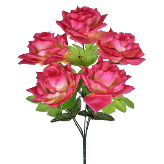 Imagem BUQUÊ DECORATIVO DE ROSAS VINHO EM PLÁSTICO MOLDÁVEL E PÉTALAS EM CETIM - GRILLO