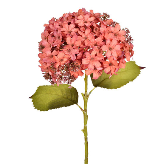 Imagem HASTE DECORATIVA EM PLÁSTICO MOLDÁVEL DE HORTÊNSIA LARANJA OUTONO 62X22 CM - GRILLO