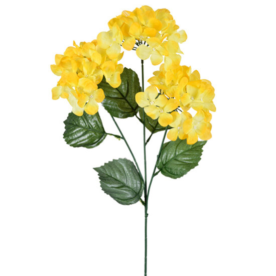 Imagem HASTE DECORATIVA EM PLÁSTICO MOLDÁVEL DE HORTÊNSIA AMARELA 71X26 CM - GRILLO