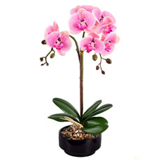 Imagem de ARRANJO DECORATIVO DE ORQUÍDEA ROSA TOQUE REAL COM POTE EM CERÂMICA 44X19CM GRILLO - Grillo Ltda