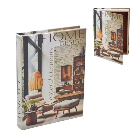 Imagem CAIXA LIVRO DECORATIVA EM MDF REVESTIDA EM TECIDO 5X36X27 CM - MABRUK