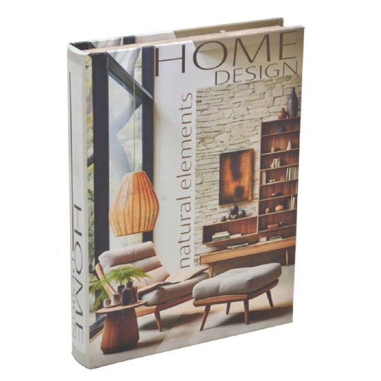 Imagem CAIXA LIVRO DECORATIVA EM MDF REVESTIDA EM TECIDO 5X36X27 CM - MABRUK