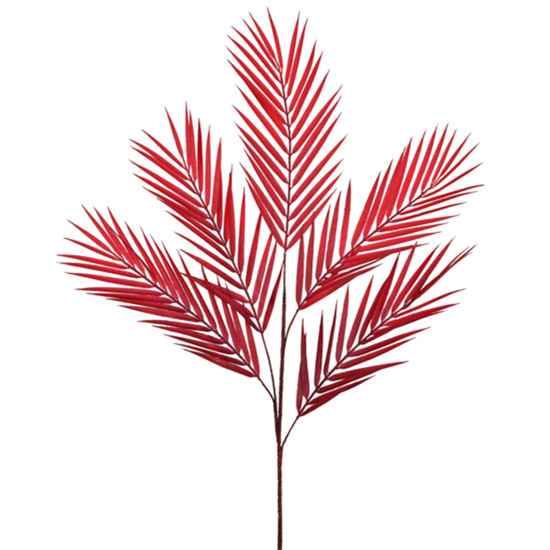 Imagem HASTE DECORATIVA DE FOLHAS VERMELHAS DE PALMEIRA EM PLÁSTICO MOLDÁVEL - GRILLO