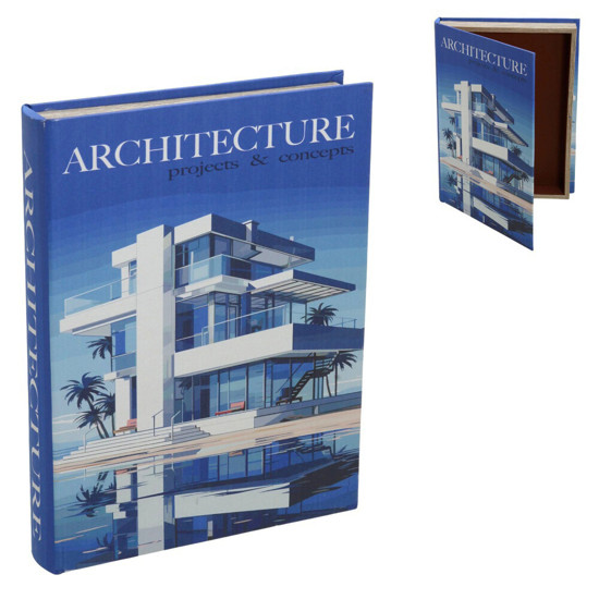 Imagem CAIXA LIVRO DECORATIVA EM MDF REVESTIDA EM TECIDO 5X36X27 CM - MABRUK