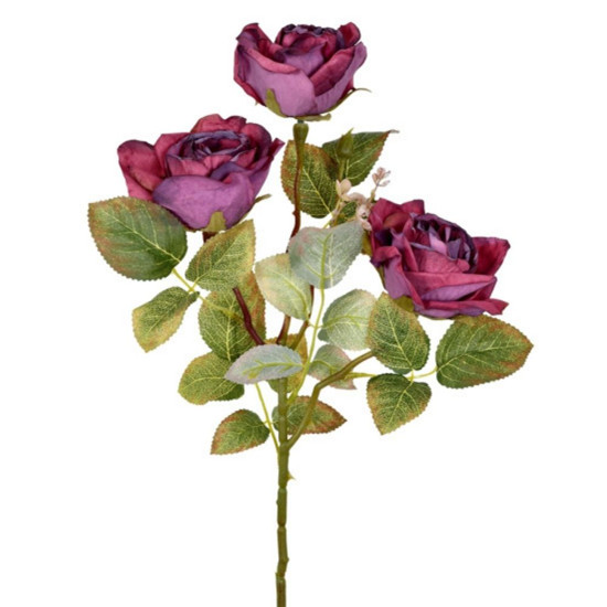 Imagem HASTE DECORATIVA DE ROSA NA COR ROSA ESCURO EM PLÁSTICO MOLDÁVEL 55X17 CM - GRILLO