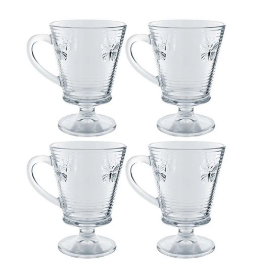 Imagem CONJUNTO 4 XÍCARAS LINES BUTTERFLY 240ML EM VIDRO PARA CAPPUCCINO 12X11X8 CM - WOLFF