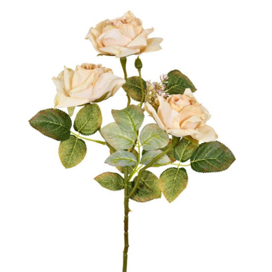 Imagem HASTE DECORATIVA DE ROSA NA COR CREME EM PLÁSTICO MOLDÁVEL 55X17 CM - GRILLO
