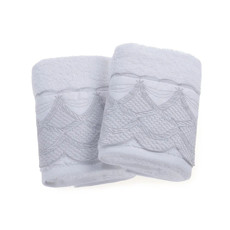 Imagem de JOGO DE 2 PEÇAS PARA LAVABO RAFFINATO EM ALGODÃO BRANCO 50X30 CM - TRUSSARDI - Karsten S.A 