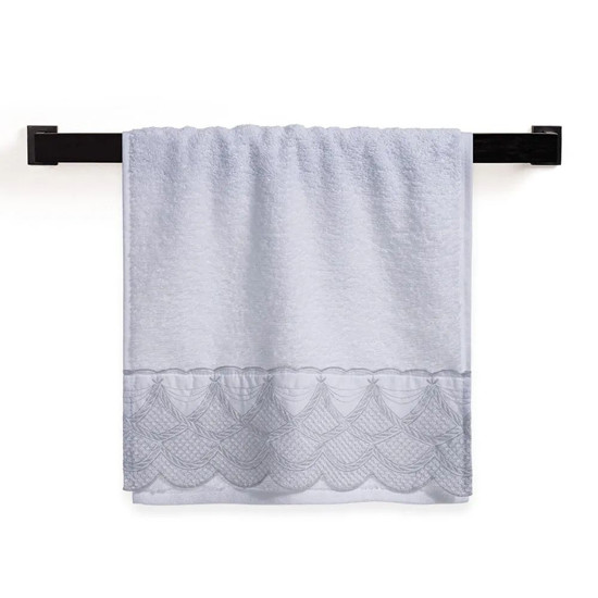 Imagem JOGO DE 2 PEÇAS PARA LAVABO RAFFINATO EM ALGODÃO BRANCO 50X30 CM - TRUSSARDI