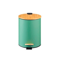 Imagem de LIXEIRA 12L EM METAL VERDE COM TAMPA E PEDAL EM BAMBÚ 38X32X25 CM - PARAMOUNT IND - Paramount Ind E Com De Plast Ltda