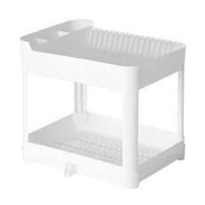 Imagem de ESCORREDOR DE PRATOS DUPLO EM PLÁSTICO BRANCO COM BANDEJA 36X40X32CM PARAMOUNT IND - Paramount Ind E Com De Plast Ltda