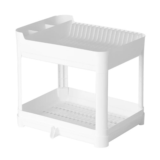 Imagem ESCORREDOR DE PRATOS DUPLO EM PLÁSTICO BRANCO COM BANDEJA 36X40X32CM PARAMOUNT IND