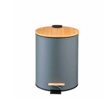 Imagem de LIXEIRA 12L EM METAL CINZA COM TAMPA E PEDAL EM BAMBÚ 38X32X25 CM - PARAMOUNT IND - Paramount Ind E Com De Plast Ltda