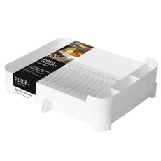 Imagem de ESCORREDOR DE PRATOS EM PLÁSTICO BRANCO COM BANDEJA 10X40X32 CM - PARAMOUNT IND - Paramount Ind E Com De Plast Ltda