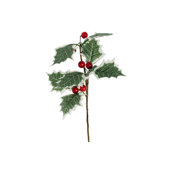 Imagem HASTE DE BERRIES VERMELHAS COM FOLHAGEM VERDE EM PLÁSTICO 22X5 CM - GRILLO 58670