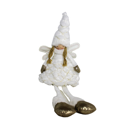 Imagem BONECA FADINHA NATALINA DECOR EM POLIÉSTER BRANCO E DOURADO 44X17 CM GRILLO 58745